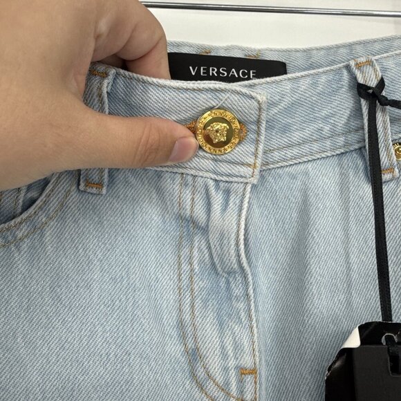 Versace Women's Denim with Heritage Print Jeans Size 28 US 1003366 NWT - Picture 6 of 11
